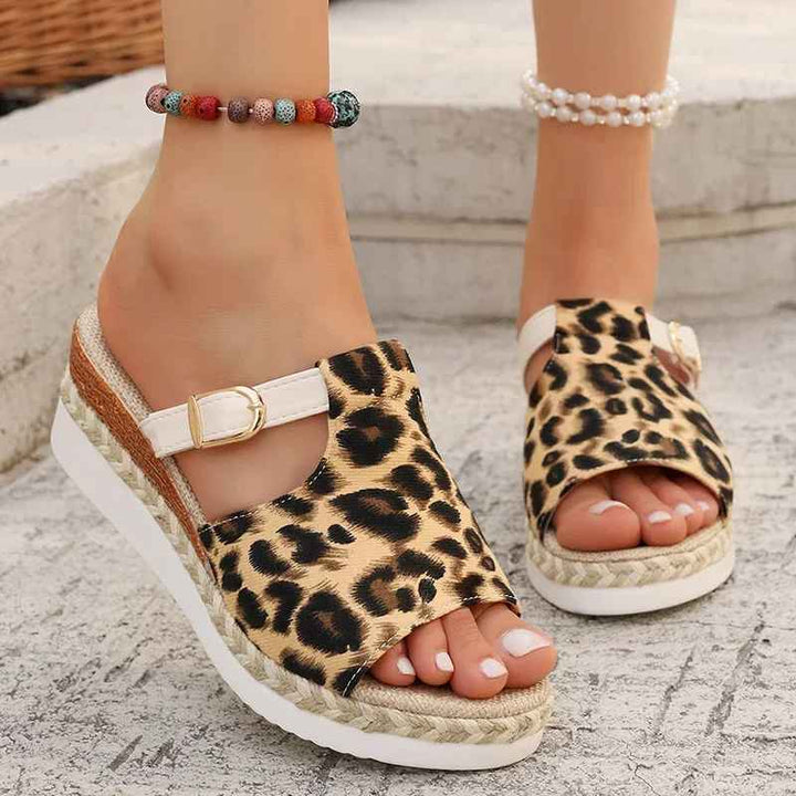Leopard Print Wedge Sandals