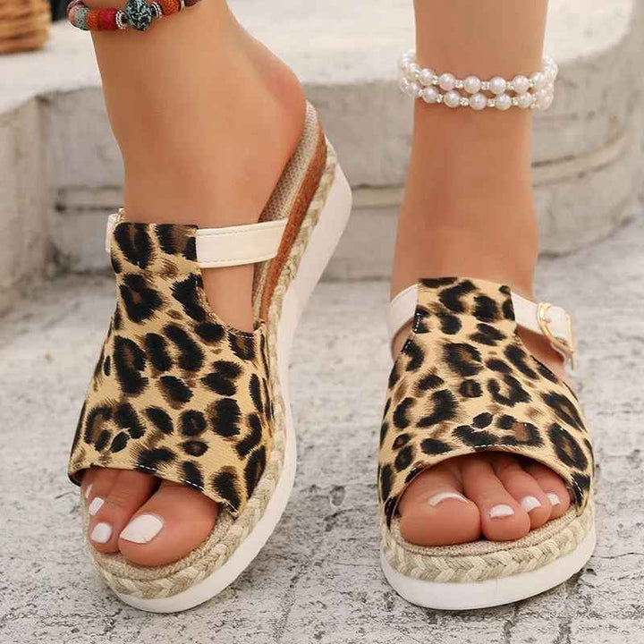 Leopard Print Wedge Sandals
