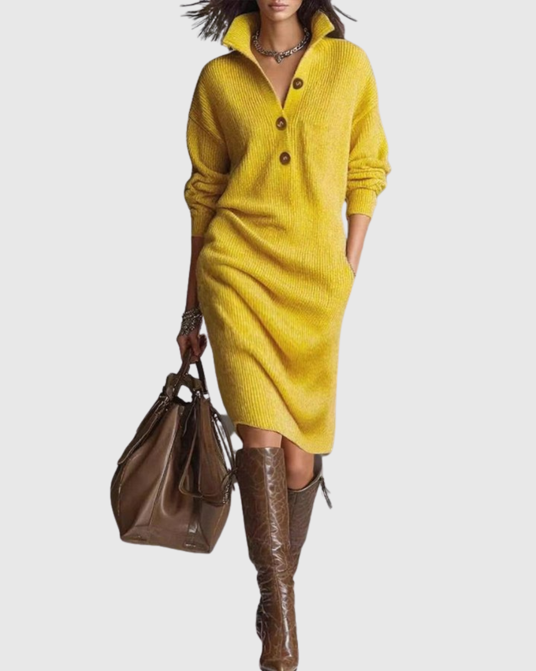 Arianell | Pure Wool Winter Knit Midi Dress
