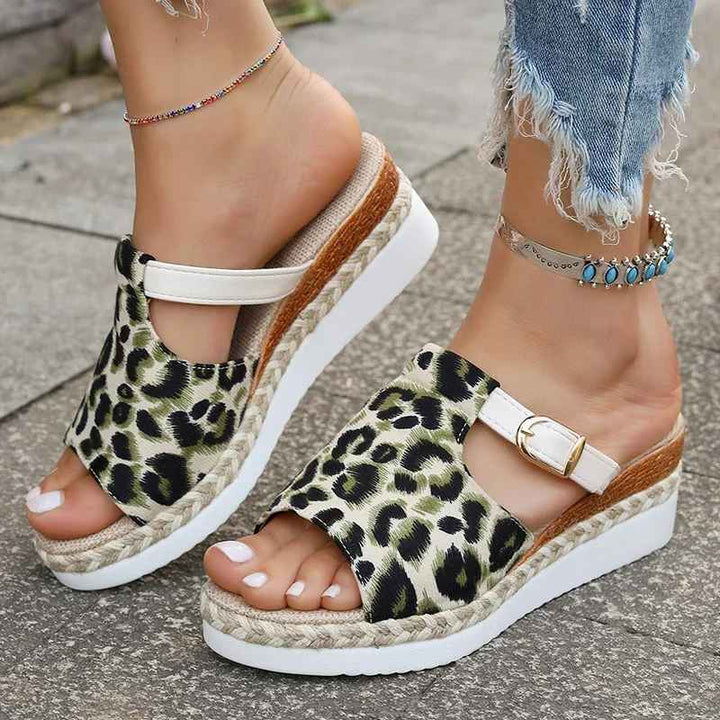 Leopard Print Wedge Sandals