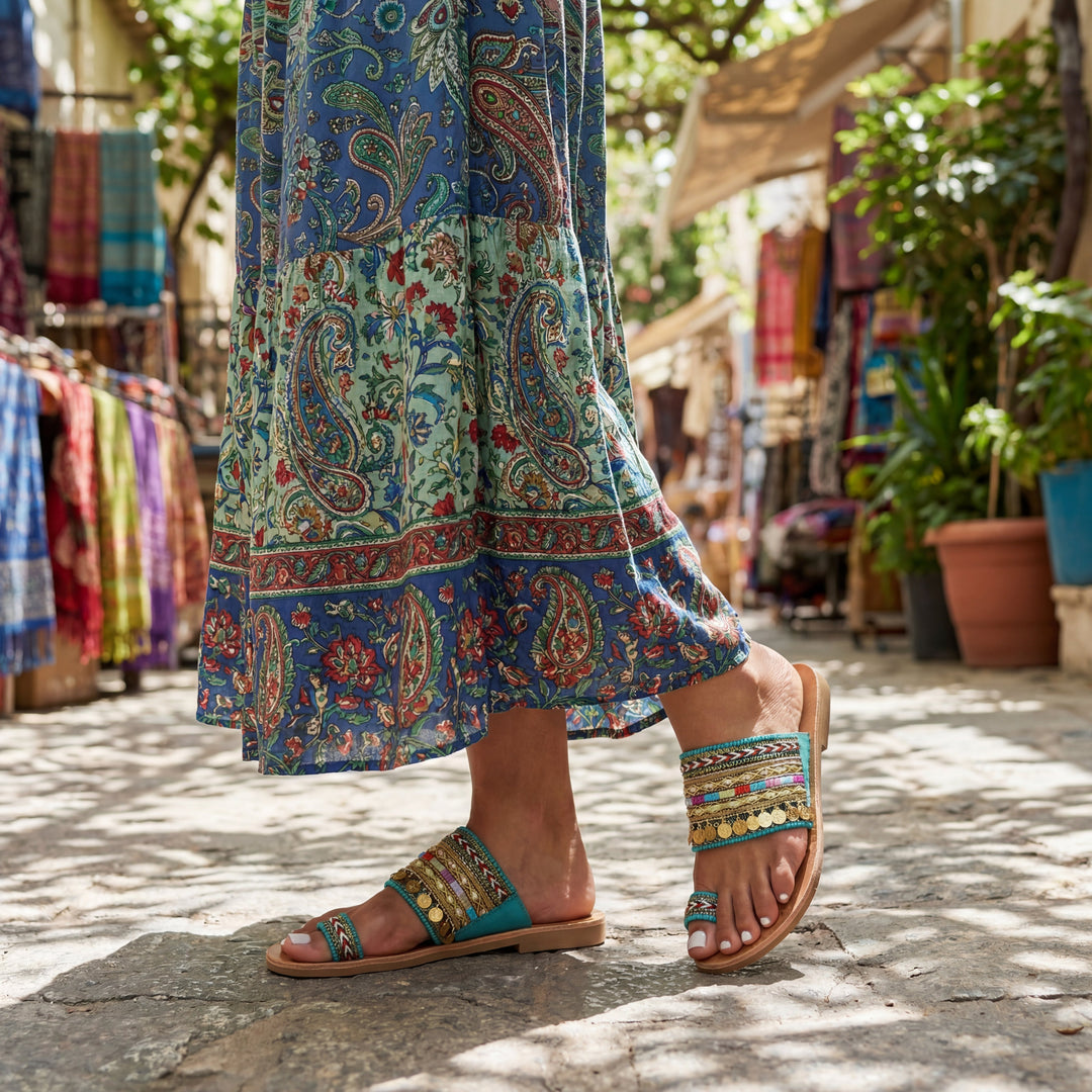 Artisanal Knitted Tassel Sandals
